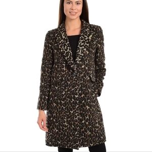 APT 9 Leopard Wool Blend Animal Print Coat
